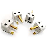 Tmvel 2 in 1 Universal to United Kingdom UK Adapter Plug (Type G) - 4 Pack - High Quality - CE Certified - RoHS Compliant