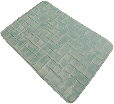BRICK MEMORY FOAM DUCK EGG BLUE DURABLE ANTI SLIP BATHROOM BATH MAT 43 X 61CM - 17" X 24"
