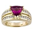 14K Yellow Gold Rubellite and Diamond Ring