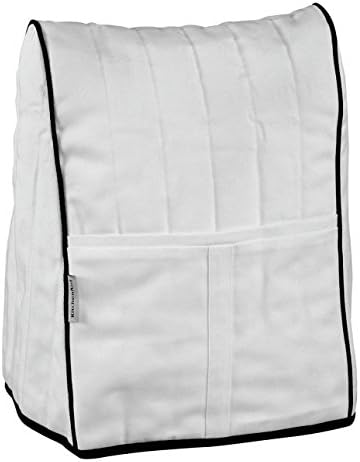 KitchenAid Stand Mixer Appliance Cover White Quilted Fabric Pocket KMCC1WH