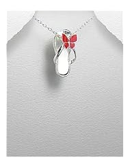 Flip Flop Colored Enamel Pendant Necklace In 92.5 Sterling Silver