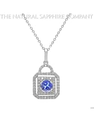 0.60ct. Natural Untreated Blue Sapphire Pendant with 59 Diamonds 0.40ct. total.