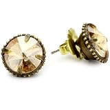 Sorrelli Maple Syrup Crystal Round Stud Earrings