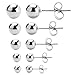 Jewelrieshop 5 Pairs Assorted Sizes Wholesale Lot Stainless Steel Round Ball Stud Earrings, Hypoallergenic, Nickel-free, Lead-free