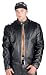 Mens Black High Grade Motorcycle Racer Leather Jacket - Color : black - Size : Large