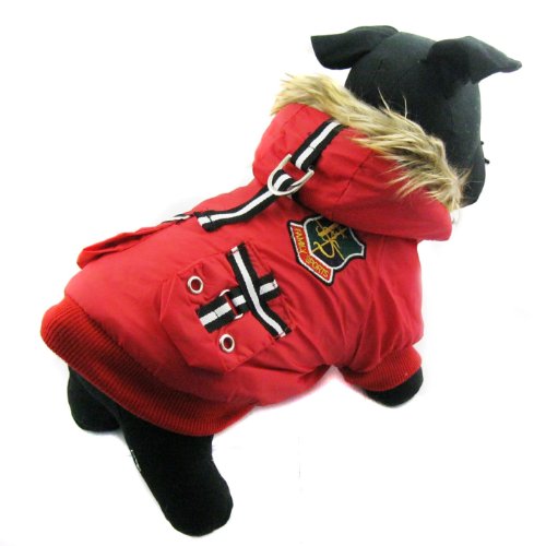 Alfie Couture Designer Pet Apparel - Hilda Hooded Jacket - Color: Red, Size: M