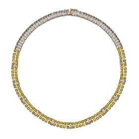 18k Yellow Gold Plated Sterling Silver Citrine 3mm and Diamond Necklace, 17 by