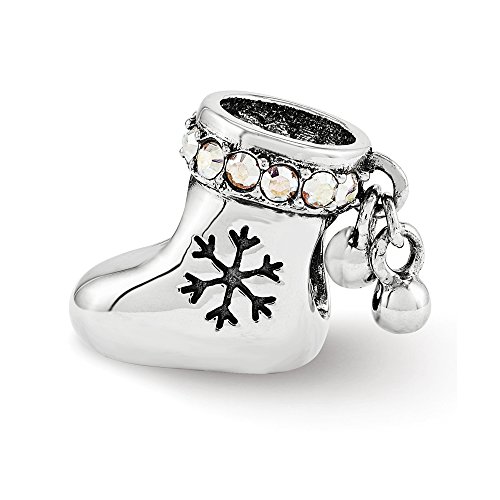 Swarovski Elements Christmas Stocking Charm in Sterling Silver