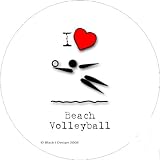 I Love Beach Volleyball 2.25 inch (58mm) Round Fridge Magnet