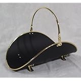 Kindling Carrier Basket Tray - Light Duty - BRASS on BLACK