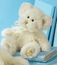 Faith Bear Plush White Teddy Bear with Embroidered Gold Cross Baby Baptism Stuffed Animal First Communion Baby Christening Gift by Russ Berrie