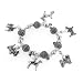 Silver Tone Paw Print and Puppy Dog Bead Stretch Bracelet