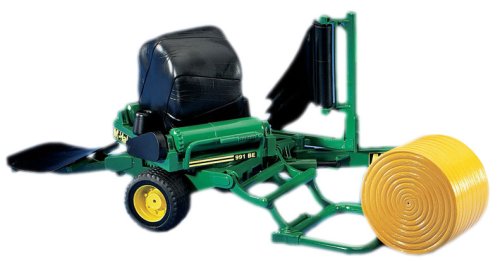 Childrens Toyshop  Toys : Bruder 02122 Bale Wrapper with Ockery and Black Round Bales