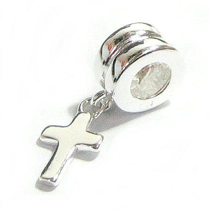 (Free S/H) Sterling Silver Cross Dangle Bead Charm For Pandora Troll Biagi Chamilia