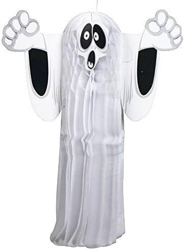 1pcs 23'' Three-dimensional Halloween Spooky Night Ghost Tissue Paper Hanging Pom Pom Flowers Party Decoration