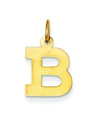 14K Yellow Gold Small Block Intial Letter B Charm