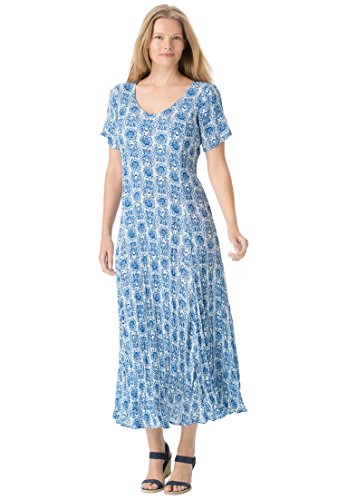 Women's Plus Size Short Sleeve Crinkle Dress