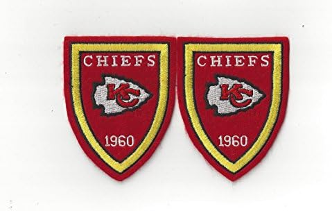 Set of 2 Vintage 1980s Kansas City Chiefs Crest Shield Logo 4" high x 3" wide Patch Est 1960 (sew on only)