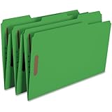 Smead Fastener File Folder, 2 Fasteners, Reinforced 1/3-Cut Tab, Legal Size, Green, 50 per Box (17140)