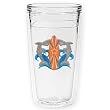 Sharks with Surfboard 12 oz Slimline Insulated Beverage Tumbler, Clear