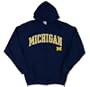 Michigan Wolverines Full-Zip Hooded Sweatshirt with Arch and Mascot (Medium, Navy)