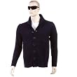 Thug or Angel Men's Jet Black collection, navy button up, showl collar knitted cardigan. JBLK3941