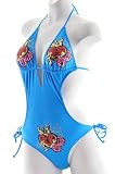 Aqua Triangle Top Tie Side Bottom Sequins Monokini Bathing Suit