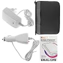 Black Fabric Neoprene Sleeve Case + Clear Reusable LCD Screen Protector + White Rapid Car Charger + White Home Travel Charger for Amazon Kindle DX 9.7"9.7-inch Wireless Reading Device