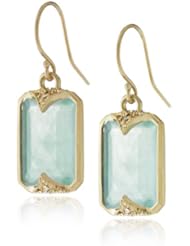 Mizuki 14k Yellow Gold and Emerald-Cut Aquamarine Earrings