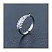 SmallDragon Women's 925 Sterling Silver Cubic Zirconia Leaf Tail Ring (Adjustable)
