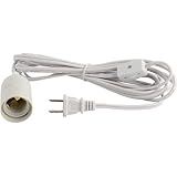 ABI&reg; E26 Light Bulb Socket to 2-Prong US AC Power Cord Adapter with On/Off Switch, 12 FT Cable