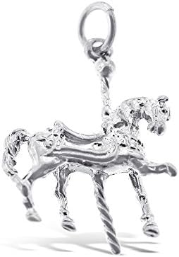 It's Sterling Silver Diamond Cut Carnival Horse Pendant with High Polish Quality Finish