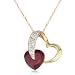 10k Yellow Gold Diamond and Garnet Heart-Shaped Pendant, 18"