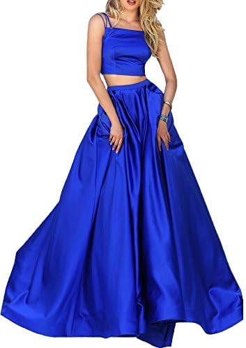 Ankang Women's Sexy Two Pieces Prom Dress Long Formal Evening Gowns with Pockets Royal Blue US14