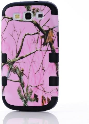 ERJFGE Triple Layer Pink Tree Camo Hybrid Impact Case Cover for Samsung Galaxy S3 III I9300 Black