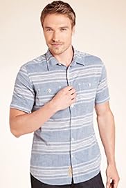 North Coast Horizontal Striped Shirt with Linen