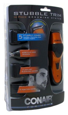 Conair Trimmer Men's Stubble Trim 14-Piece System (3-Pack) with Free Nail File