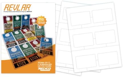 REVLAR(TM) Waterproof Laser Printer Customizable ID Cards 8.5x11" 7.7mil 6-up (100 sheets)