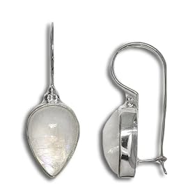 Sterling Silver Rainbow Moonstone Pear Latch Back Earrings by Sajen by Amazon.com Collection