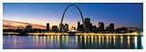 Arch St.Louis and Skyline at Night, Missouri Print Poster