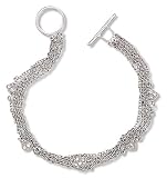 5-Strand Bracelet with Clear CZ Pave Hearts and Toggle Closure