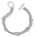 5-Strand Bracelet with Clear CZ Pave Hearts and Toggle Closure