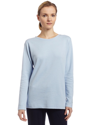 Duofold Womens Midweight Long Sleeve 2 Layer Crew With Moisture Wicking,Frost,Large