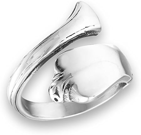 Oxidized Old Fashion Sterling Silver Spoon Ring 3 Styles (Elegant sz 9)