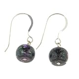 Anna Perrone Deep Purple Dichroic Glass Earrings .925 Sterling Silver