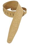 Levy's Leathers PMS44T03-SND 3-inch Suede-Leather Guitar Strap Tooled with a Paisley Pattern,Sand