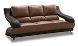 Global Furniture Wyatt Collection Leather Matching Sofa, 982, Brown and Dark Brown