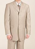 Vanetti Beige Stripe 4-Button Suit with Pleated Pant