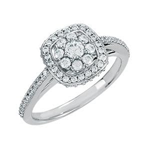 IceCarats Designer Jewelry 1/2 Ctw Diamond Cluster Halo-Styled Ring Size 6