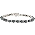 Sterling Silver, Simulated Grey Pearl and Cubic Zirconia Bracelet by Charles Winston, 7.5"